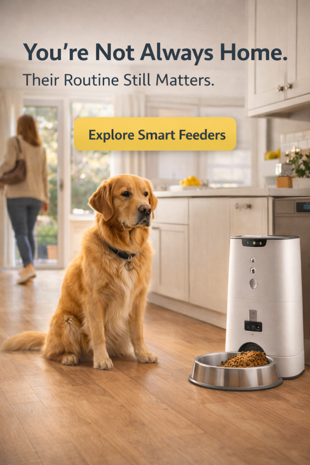 Golden retriever in safe comfortable space at home