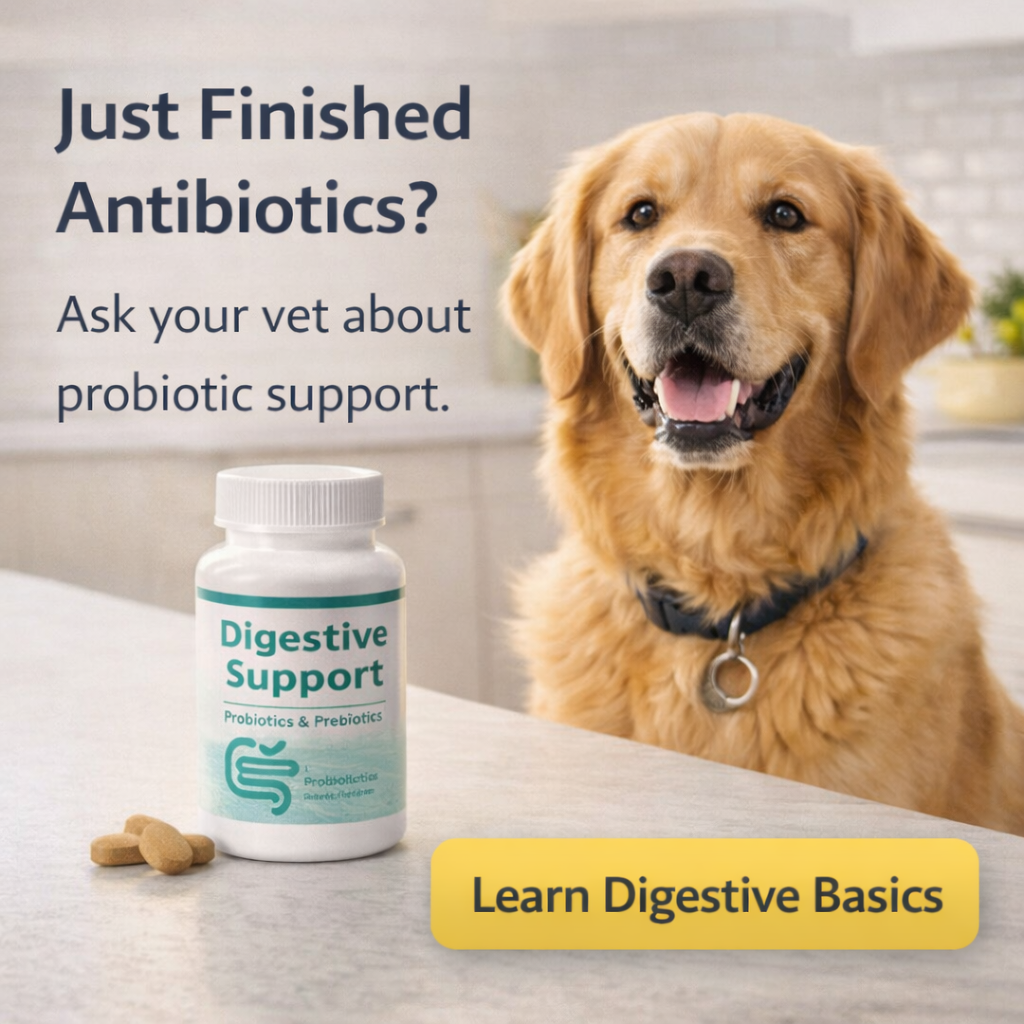 Pet owner with golden retriever checking urgent pet care resources on phone